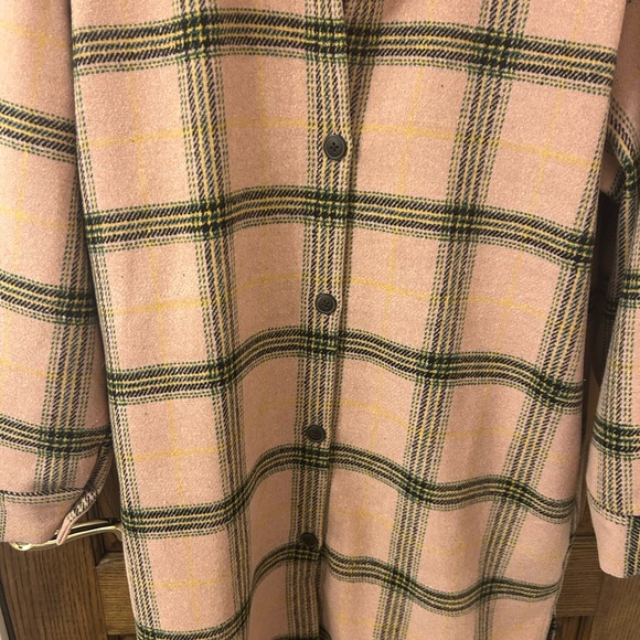 Wild Fable Pink Plaid Long Button-Up Jacket Shacket Size Medium NWT - Picture 2 of 9